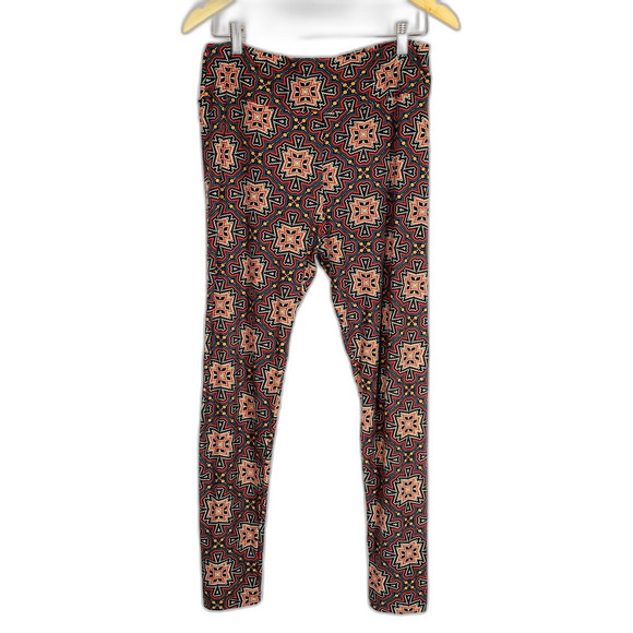 LulaRoe Leggings Tall Curvy TC Medallion Teal Burgundy Gold Excellent! - Picture 3 of 4